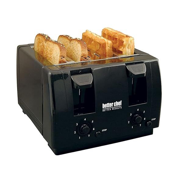 Better Chef 4-Slice Toaster with Dual Controls & Crumb Tray - Black | Perfect for Quick Breakfasts!