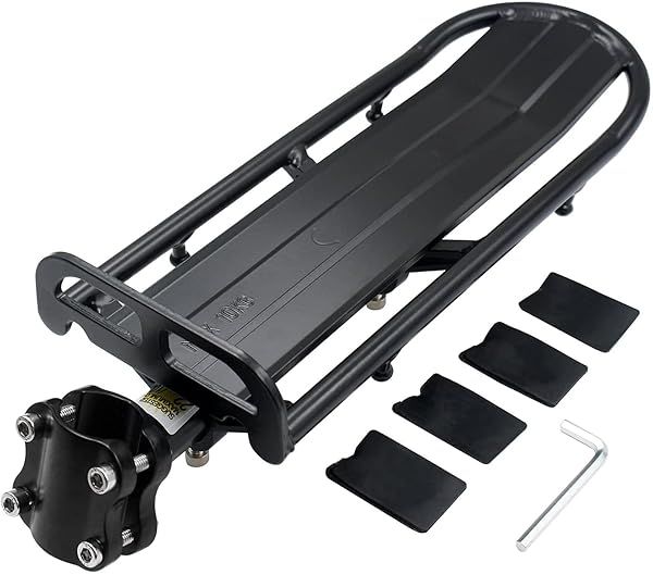 Lightweight Aluminum Bike Rear Rack - Retractable Cargo Carrier for Ebikes, Max 22lb Capacity