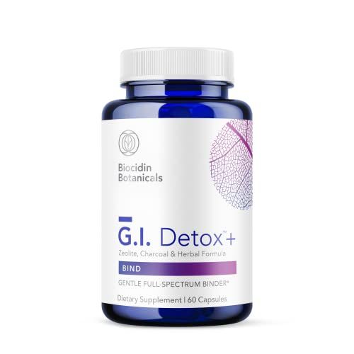 Biocidin G.I. Detox+ Gentle Binder: Activated Charcoal & Zeolite for Digestive Health & Gut Cleanse - Reduce Bloating & Gas (60 Caps)