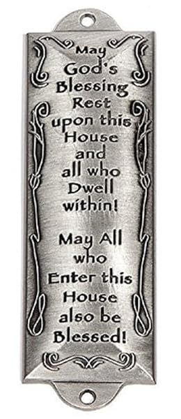 Shop Bless This House Pewter Mezuzah Plaque - Elegant Home Blessing Decor