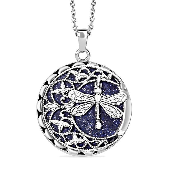 Blue Sandstone Necklaces for Women Dragonfly Trendy Beachy Jewelry Pendant Necklace 20 Inch Perfect Anniversary Birthday Gifts