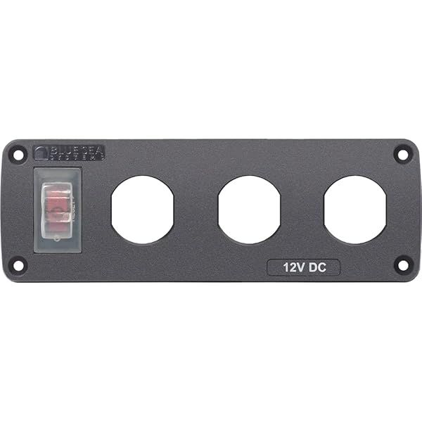 Blue Sea Systems 4367 Water-Resistant Accessory Panel with 15A Circuit Breaker & 3 Blank Apertures - Durable Marine Solution