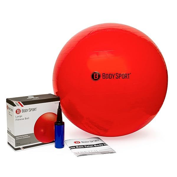 Body Sport 75cm Exercise Ball with Pump - Perfect for Home Gym, Office Use, Stability Training & Pregnancy Fitness