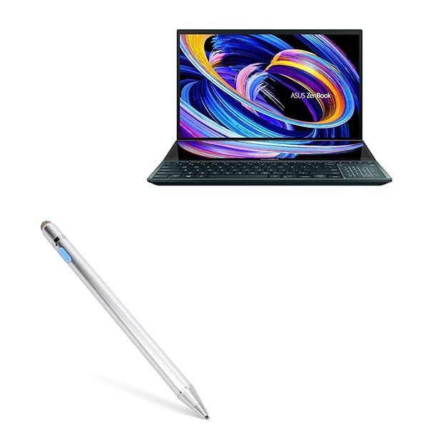 BoxWave Stylus Pen for ASUS ZenBook Pro Duo 15 UX582 AccuPoint Active Stylus with Ultra Fine Tip Metallic Silver