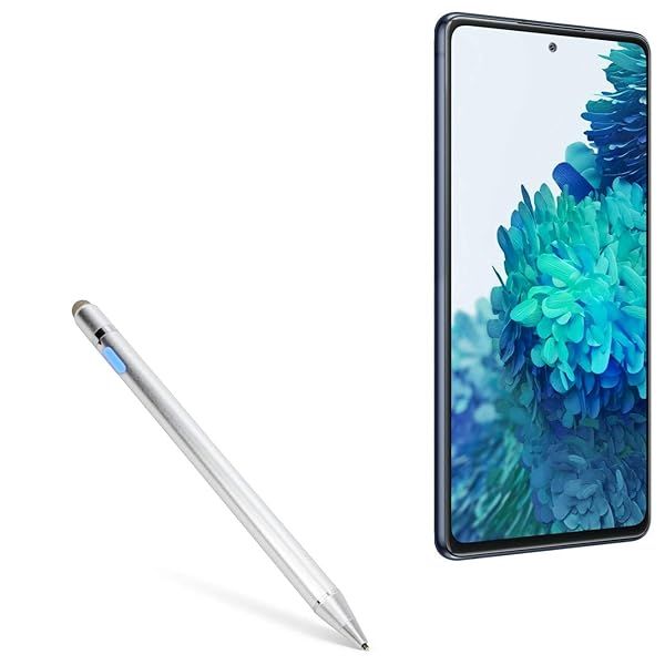BoxWave AccuPoint Active Stylus for Samsung Galaxy S20 FE - Ultra Fine Tip, Metallic Silver