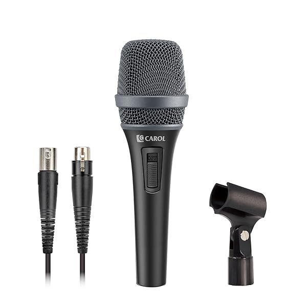 CAROL AC-900S Dynamic Vocal Microphone: Supercardioid, ON/OFF Switch, 14.8ft XLR Cable for Singing & Studio Recording