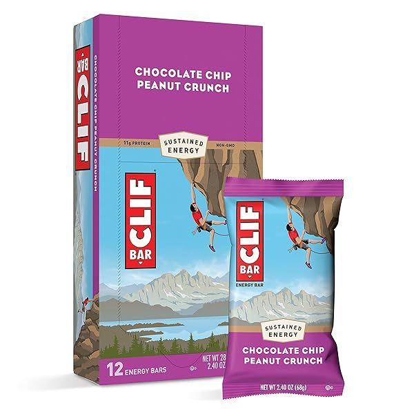 CLIF BARS Chocolate Chip Peanut Crunch - Organic Plant-Based Energy Bars (12 Count) - Vegetarian & Kosher Protein Snack