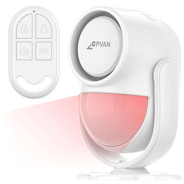 CPVAN 125dB Motion Sensor Alarm with 328ft Remote - Wireless Infrared Security for Home, Garage & Van (CP2 Pro, White)