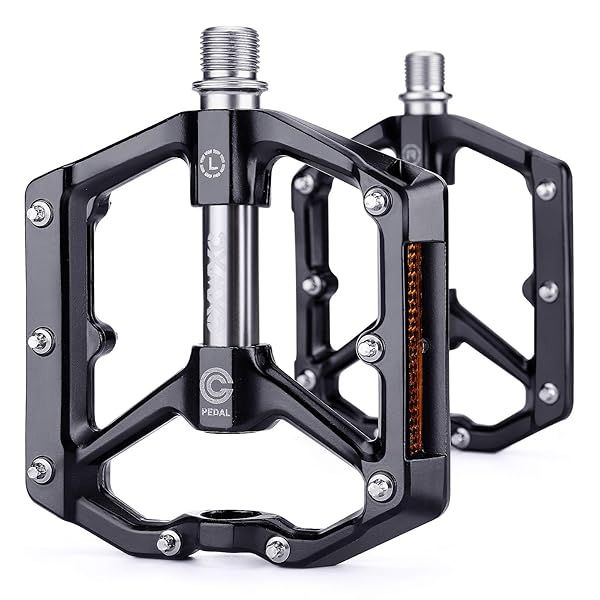 CXWXC Aluminum Alloy MTB Bike Pedals - Anti-Skid, Removable Nails for Ultimate Grip (Black-Gray)