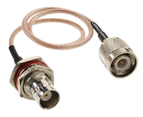 CablesOnline 1ft TNC Male to BNC Bulkhead Female 50 Ohm RG316 Coax Low Loss Cable RF-BT701