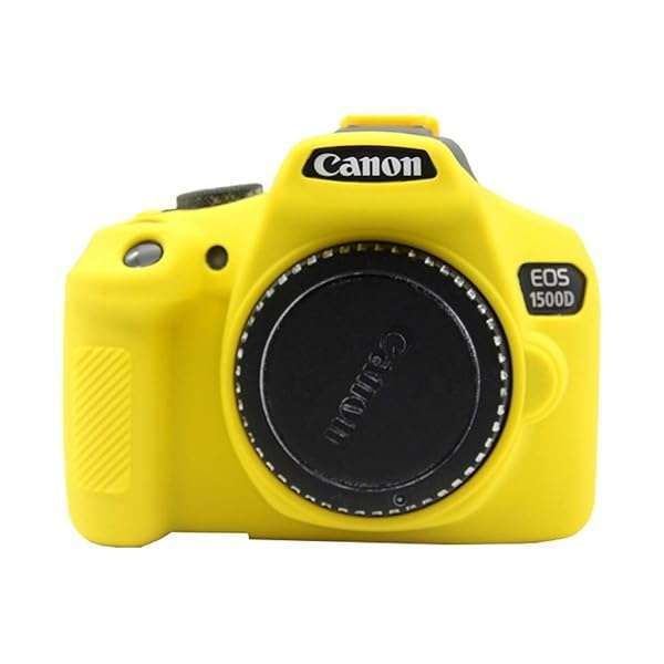 Yellow Silicone Camera Case for Canon EOS Rebel T6 T7 T5 - Anti-Scratch Protective Cover for DSLR 1500D 1300D