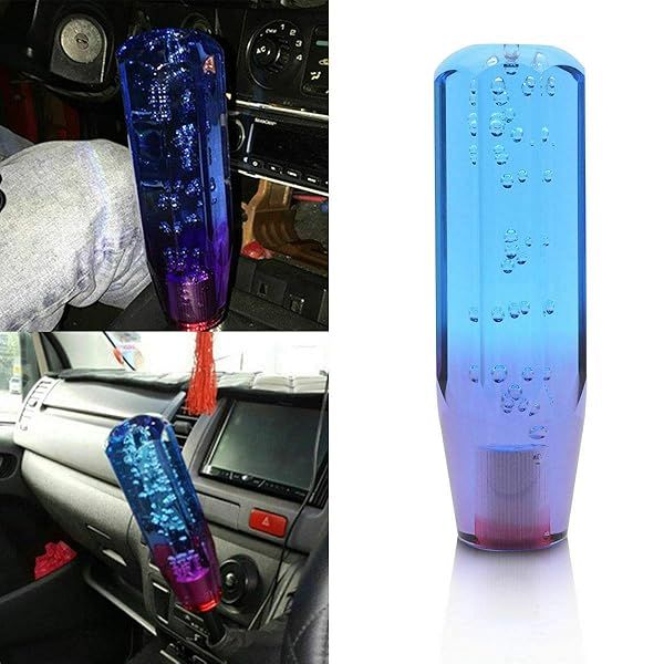 Crystal Bubble Shift Knob - Blue & Purple Gear Shift Head for 8MM & 10MM Cars | 10CM Universal Fit