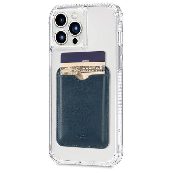 Case-Mate Magnetic Wallet for MagSafe iPhones - Vegan Leather, Holds 3 Cards & Cash, Admiral Blue