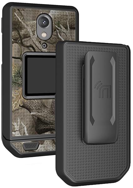 Outdoor Camouflage Case with Clip for CAT S22 Flip Phone - Slim Hard Shell & Rotating Belt Holster Combo