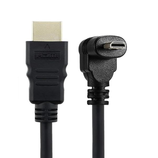 Chenyang Up Angled 90 Degree Micro HDMI to HDMI Male HDTV Cable 4K 60hz Compatible for Cell Phone & Tablet & Camera