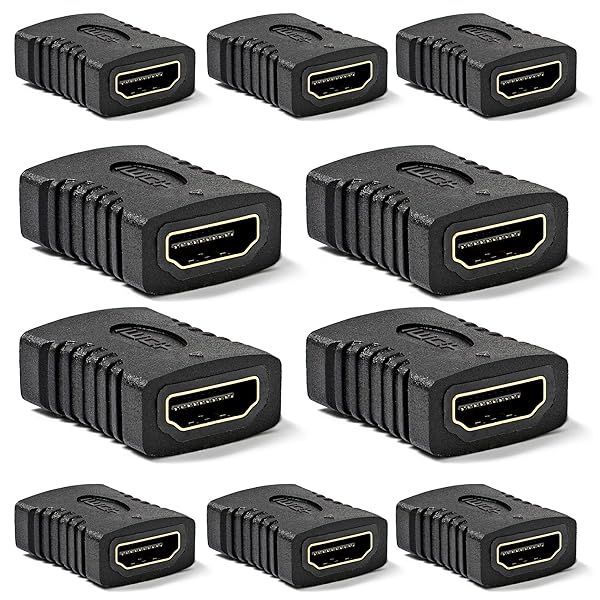 Cmple 10 Pack HDMI Female to Female Adapter - Gold Plated High Speed Coupler for Seamless Connections