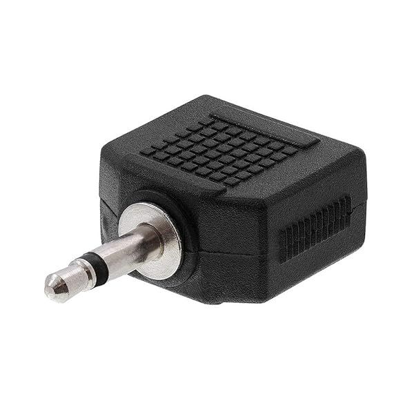 Cmple 3.5mm Mono Male to 2X Female Coupler Adapter - Audio Jack for Headphones, Black