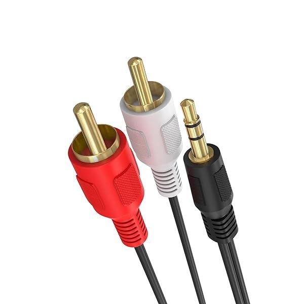 Cmple 25ft 3.5mm to RCA Cable - AUX to RCA Male Adapter for Speakers & Home Audio Systems