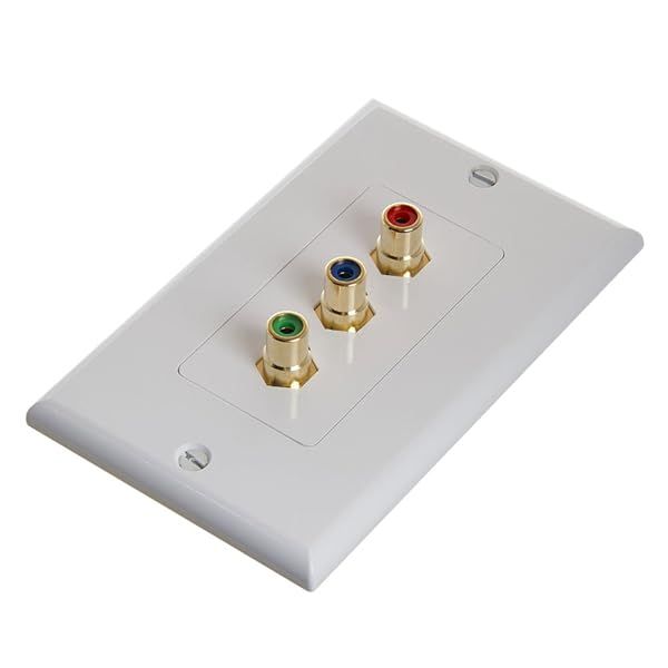 Cmple 3RCA Wall Plate - Gold Plated 1080P RGB Component & 2RCA Audio Combo for Full HD AV Connection