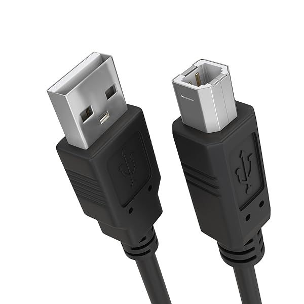 10ft USB Printer Cable - Male to Male USB 2.0 A to B for Inkjet, Laser Printers & More - Compatible & Durable - Black