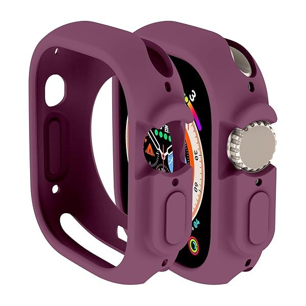 Shockproof TPU Silicone Case for Apple Watch Ultra 2 & 49mm - Plum Color, Scratch-Resistant & Durable Protection