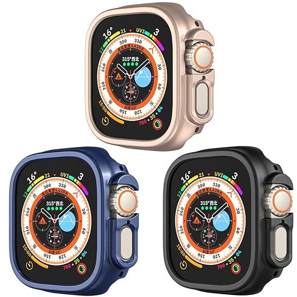 Apple Watch Ultra 2 & 49mm Hard PC Case - Shockproof Bumper Cover (3-Pack) for Ultimate Protection