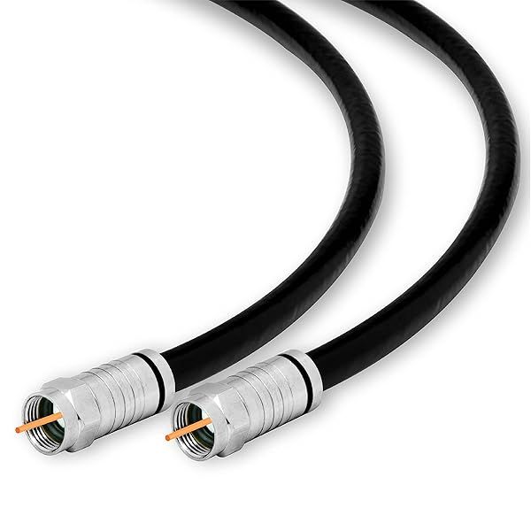 Conext Link RG6 Quad Shield Coaxial Cable 25FT Black 18 AWG 3GHZ 75 Ohm F Connector for Satellite TV