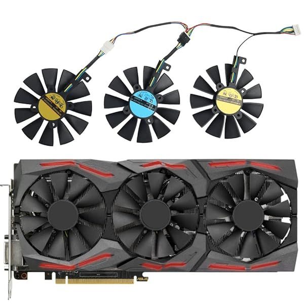 Coolerage 87mm DC12V Graphics Card Cooling Fans for ASUS ROG Strix GTX 980/1060/1070/1080 Ti & RX 480/580 - Full Set