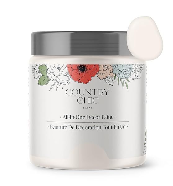 Country Chic All-in-One Chalk Paint Crinoline Off White Eco-Friendly Matte Finish for Furniture Cabinets Home Decor 16 oz