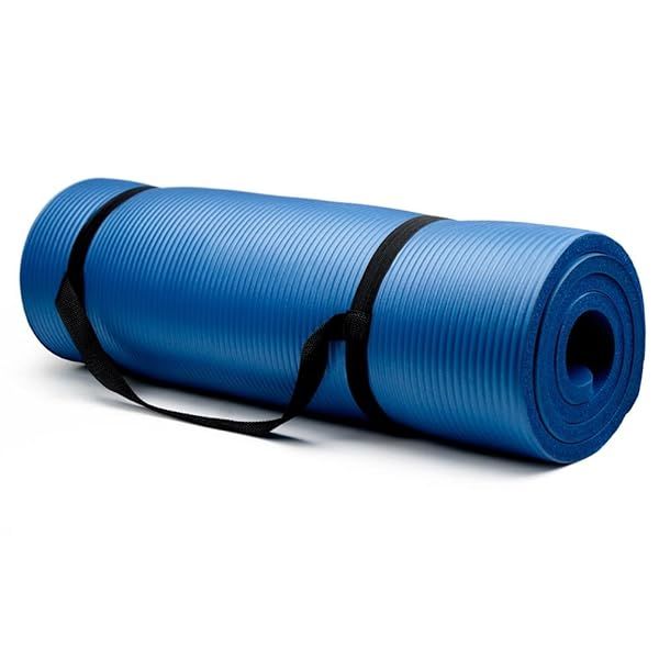 Extra Thick 5/8 Inch Yoga Mat by Crown Sporting Goods - Non-Slip Foam with Carrying Strap for Workouts & Therapy