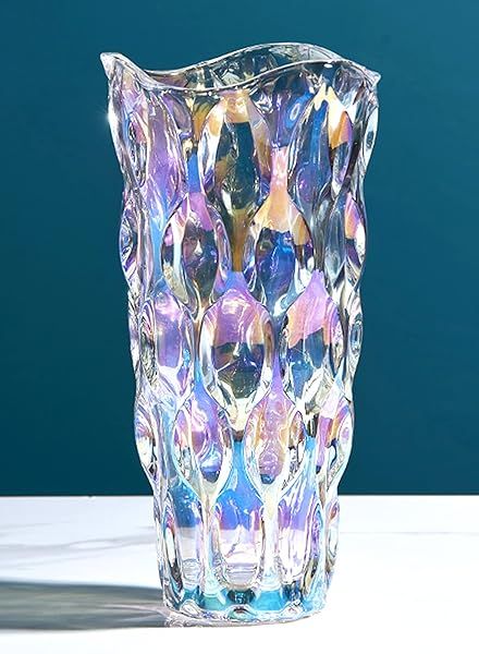 Handmade Colorful Crystal Glass Flower Vase for Home & Office Decor - Perfect for Dining Tables, Weddings & Parties