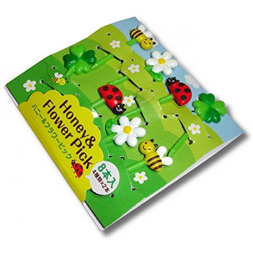 Adorable CuteZCute Bento Food Picks - 8-Piece Honey Bee & Flower Set for Fun Lunches!