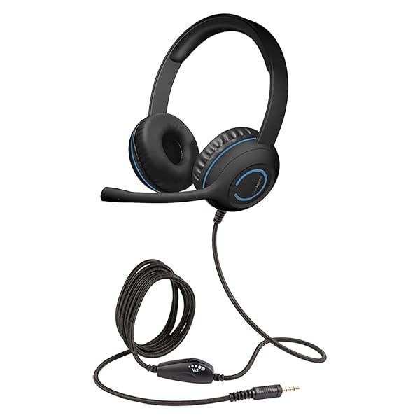 Cyber Acoustics AC-5002 Stereo Headset: Noise-Canceling Mic for PCs, Tablets & Phones - Perfect for Classroom & Home Use