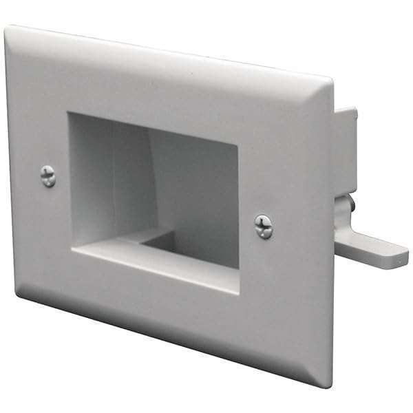 DATA COMM 45-0008-WH Low Voltage In-Wall Plate - Easy Mount Cable Pass Through for TVs, White ABS Plastic