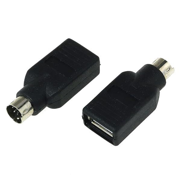 DGZZI USB to PS2 Adapter - 2PCS Black USB Female to PS/2 Male Converter for Mouse & Keyboard