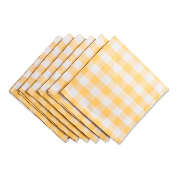 Shop DII Checkered Tabletop Collection: 100% Cotton Yellow Napkin Set, 20x20, Machine Washable, 6 Pieces