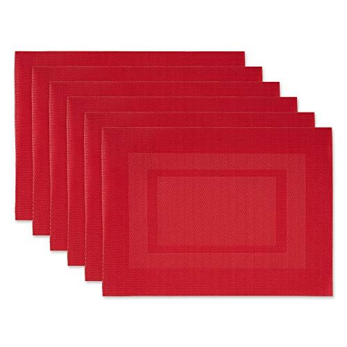 Shop DII PVC Tabletop Collection: 6-Piece Woven Placemat Set in Tango Red for Indoor/Outdoor Use