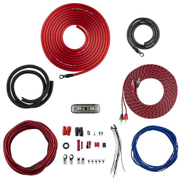 DS18 AK4 4 Gauge CCA Amplifier Wiring Kit - 1200W Power for Radios, Subwoofers & Speakers