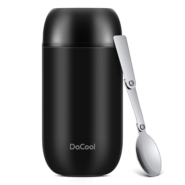 DaCool 24 oz Insulated Food Jar - Leakproof Stainless Steel Thermo for Hot Food, Perfect for Office, Travel & Outdoors