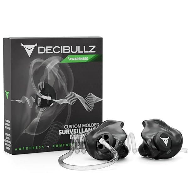 Decibullz Custom Moulded Earpiece Set for Two-Way Radio | Clear Acoustic Tube | Model +Awareness