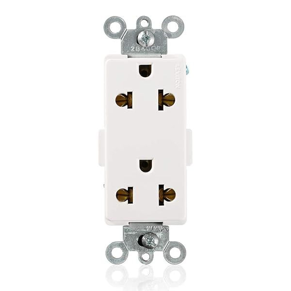 Leviton 5835-W Decora Plus Receptacles: 16 Amp, 250 Volt, Commercial Grade White Europlug & Straight Blade