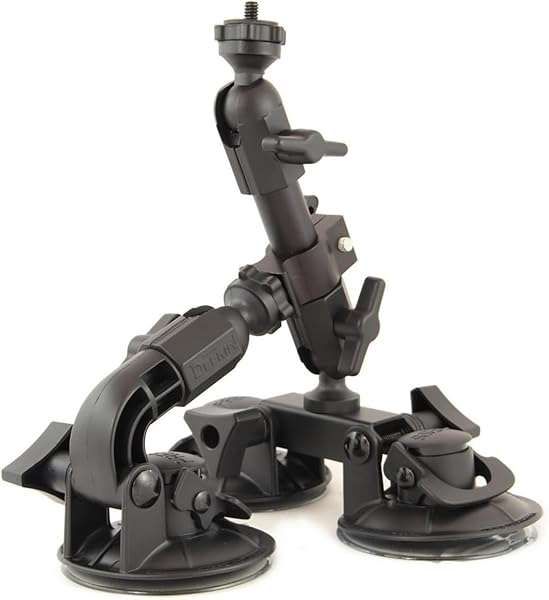 Delkin Devices Fat Gecko Triple Suction Camera Mount - Secure Black Mount for Action Cameras