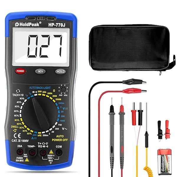 HP-770J Digital Multimeter: Ultimate Automotive Engine Analyzer with NCV, Voltage, Current, Resistance, Temp & RPM Features