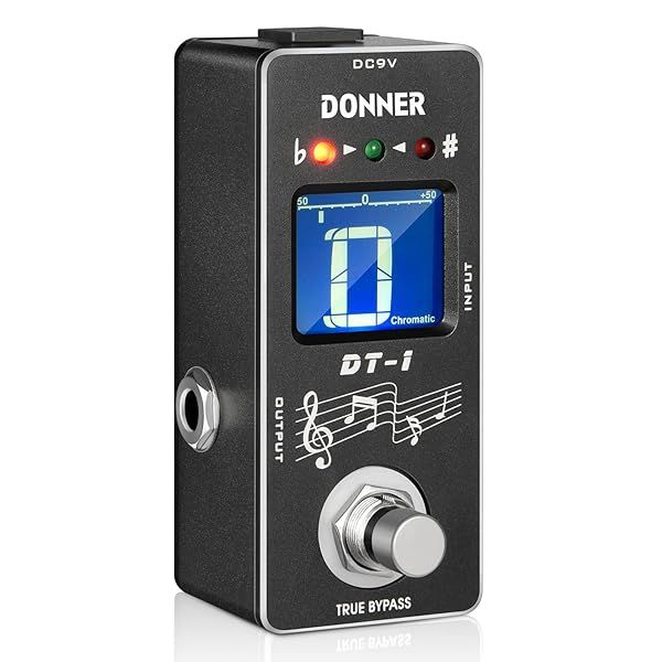 Donner DT-1 Chromatic Guitar Tuner Pedal: True Bypass with Pitch Indicator for Electric Guitar & Bass