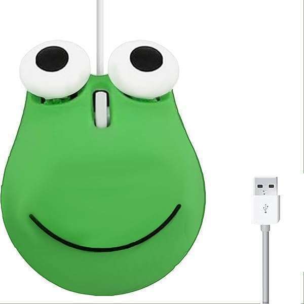 Draduo Green Frog Wired Mouse: 1600DPI, Ergonomic, Plug & Play for Kids & PCs - Compatible with Windows, Linux, Mac OS