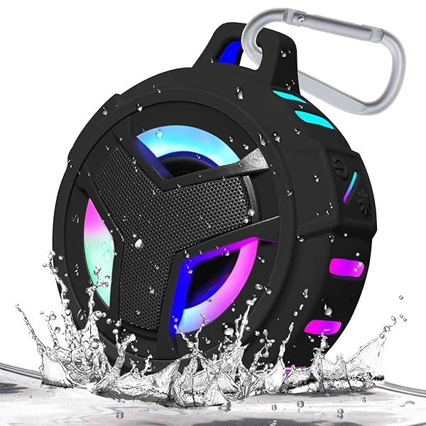 EBODA Bluetooth Shower Speaker: IP67 Waterproof, LED Light, 2000mAh, True Wireless Stereo - Perfect for Kayaking & Beach Gifts