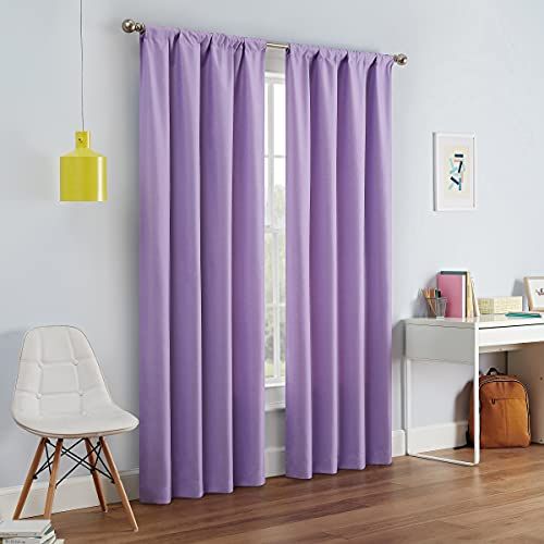 ECLIPSE Kendall Modern Blackout Thermal Rod Pocket Window Curtain Light Purple 42 X 84 for Bedroom or Living Room