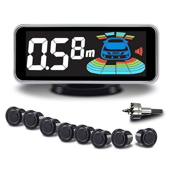 ELSNU Backup Radar System: 8 Parking Sensors for Safe Vehicle Reversing with LCD Display & Sound Alerts