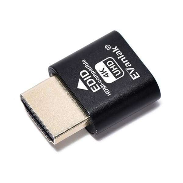 EVanlak HDMI Dummy Plug - Premium Aluminum Headless Ghost Display Emulator 3840x2160@60Hz - 1 Pack