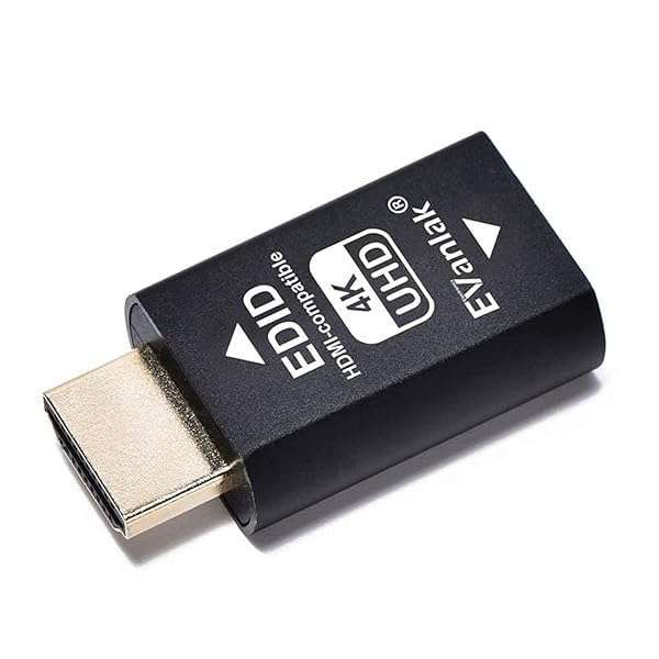 EVanlak HDMI EDID Emulator Adapter: 3rd Gen Aluminum for Mac, Switches & 4K Video Splitters